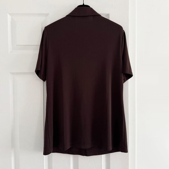 Tibi "Harlow" Short Sleeve Jersey Top in Brown, size Large - Picture 7 of 7